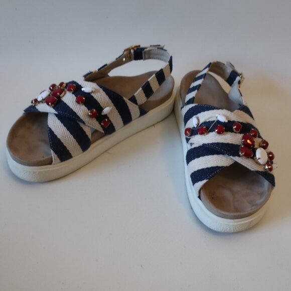 Inuikii Navy‎ & Cream Striped Jewel Sandals (Size 6) - Picture 3 of 8